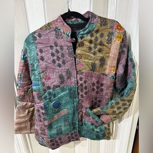 New Sacred Threads patchwork floral jacket coat as S/M